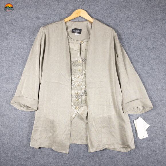 NWT Tori Alexander Button Front Jacket With Skirt Gray 3/4 Sleeve Women's 20W - Picture 2 of 16